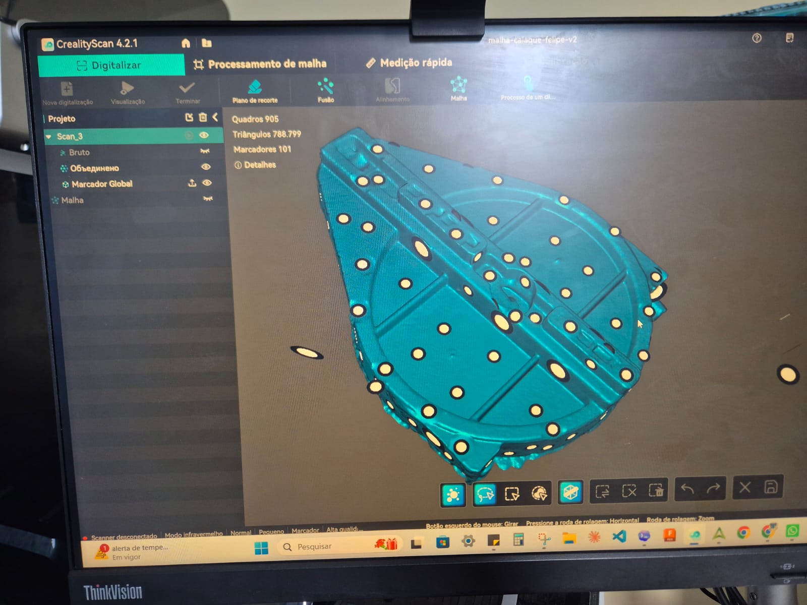 Rastreamento de pontos do scanner 3D